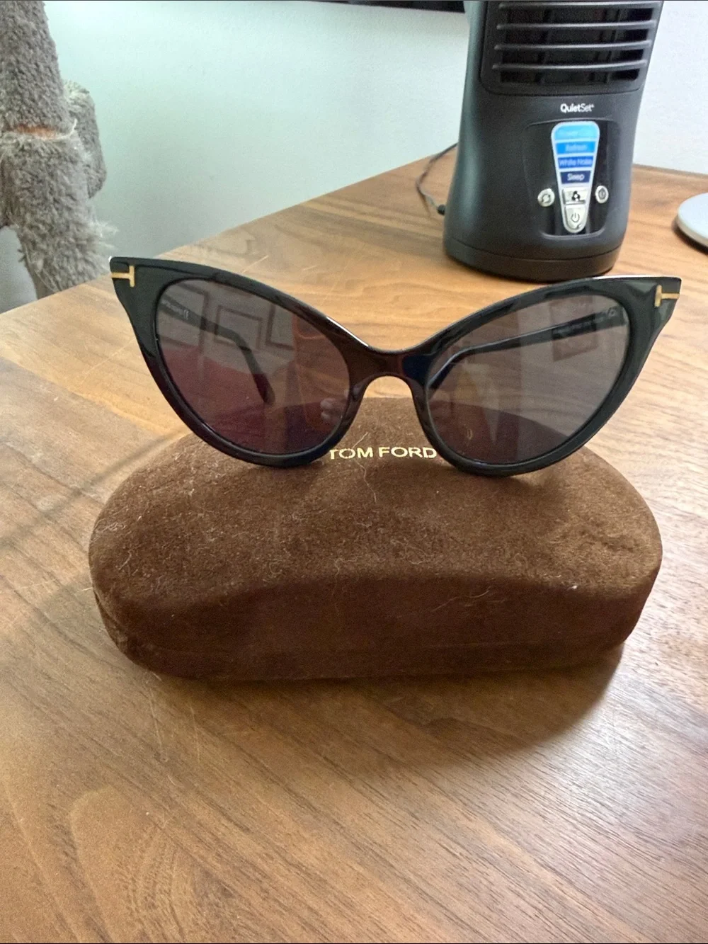 Tom Ford Black Cat-Eye Sunglasses with Gold Accents